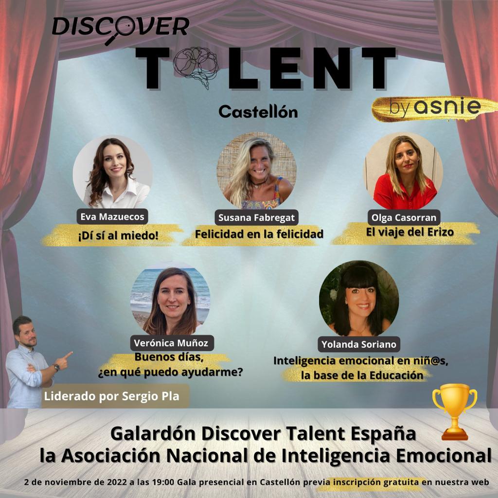 ASNIE_org's tweet photo. 📢Próxima Gala de Discovert Talent España va a realizar en Castellón.
📆 Próximo 2 de noviembre.
🕖19h.
ℹ️Nayar, Castellón.
Inscripciones gratuitas en https://t.co/xA7YGUfdWT
¡Nos vemos pronto!
@evamazuecos
@SusanaFabregat
@olgacasorran
@veronicamuñoz
@maestradeinfantilyolanda https://t.co/zTANkdtLz7