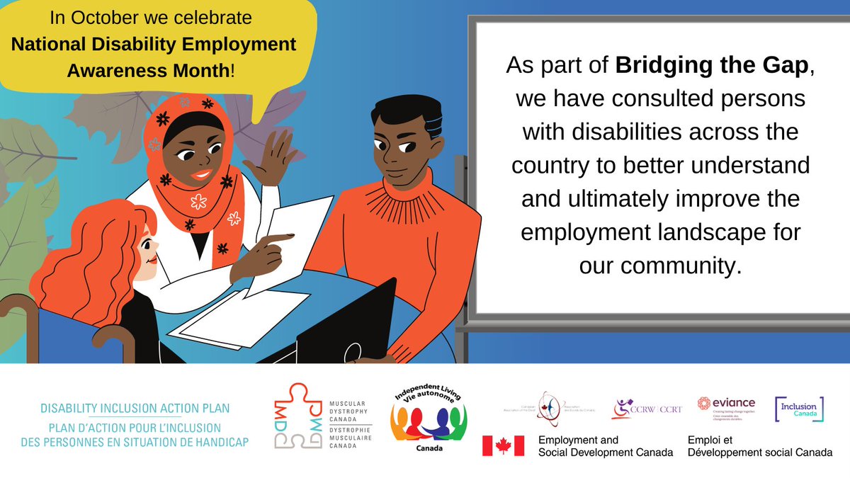 It’s National Disability Employment Awareness Month! As part of Bridging the Gap, we have consulted persons with disabilities across the country to better understand and ultimately improve the employment landscape for our community. #DIAPcanada #NDEAM
