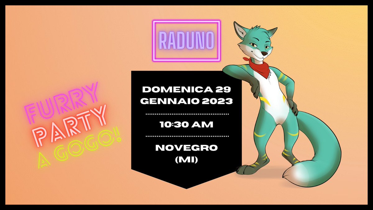 FurryPNovegro's tweet photo. BENVENUTI ALLA 4° EDIZIONE DI FURRY PARTY A GOGO!

DATA:
Domenica 29 Gennaio 2023

PROGRAMMA:
-  Ore 10.30: RITROVO IN FIERA NOVEGRO 
-  Ore 12.30: PRANZO
-  Ore 14.00: PARATA IN FURSUIT

Per ulteriori dettagli, troverete tutto nel nostro canale telegram:
https://t.co/Vx4QafZEBO https://t.co/Q1heETiDG5