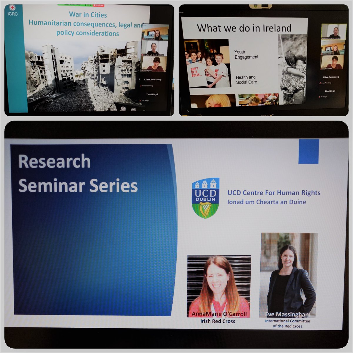 UCD Centre for HRts (@ucdcentrehrts) on Twitter photo <a href="/UCDCentreHRts/">UCD Centre for HRts</a> Seminar Series,
Dr Eve Massingham <a href="/ICRC/">ICRC</a> delivered fascinating talk on Urban Warfare and EWiPA, AnnaMaria O'Carroll <a href="/irishredcross/">Irish Red Cross</a> presented on IHL and IRC’s work in Ireland.
Thanks to both speakers & Dr Amrei Muller who brought her IHL expertise to the discussion <a href="/UCDCentreHRts/">UCD Centre for HRts</a> Seminar Series,
Dr Eve Massingham <a href="/ICRC/">ICRC</a> delivered fascinating talk on Urban Warfare and EWiPA, AnnaMaria O'Carroll <a href="/irishredcross/">Irish Red Cross</a> presented on IHL and IRC’s work in Ireland.
Thanks to both speakers & Dr Amrei Muller who brought her IHL expertise to the discussion