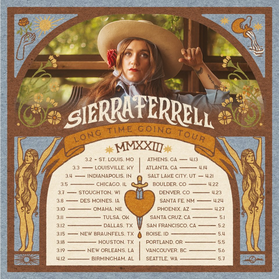 SierraFerrell's tweet photo. I'm so excited to head back out on the road this spring for my 2023 Long Time Going Tour!

Artist pre-sale begins Tuesday, Nov. 1 @ 10 AM local and ends Thursday, Nov. 3 at 10 PM local. Sign up for pre-sale on my website! 

Public on-sale begins Friday, November 4 at 10 AM local. https://t.co/cO0mPliu7l