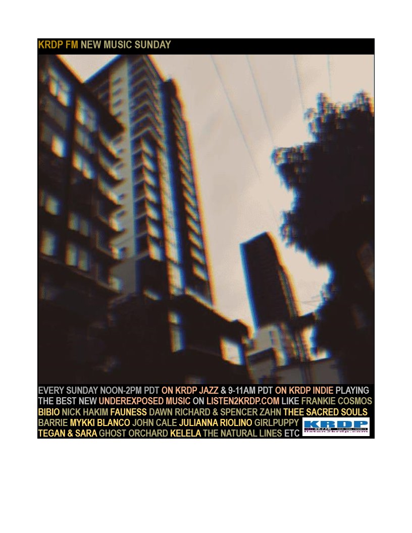 New show Sunday with <a href="/Bibio/">Bibio</a> <a href="/spencerzahn/">Spencer Zahn</a> <a href="/kelelam/">Kelela</a> <a href="/boxcarhoney/">Atta Boy</a> @thenaturallines <a href="/cantelopesage/">Abby Sage</a> <a href="/therealjohncale/">John Cale</a> @jrjuliannasings <a href="/runnner_music/">runnner</a> @TheBrazenYouth @cumulus_songs  <a href="/glosserbandd/">GLOSSER</a> <a href="/melbyband/">Melby</a> etc on listen2krdp.com #krdpindie #krdpjazz