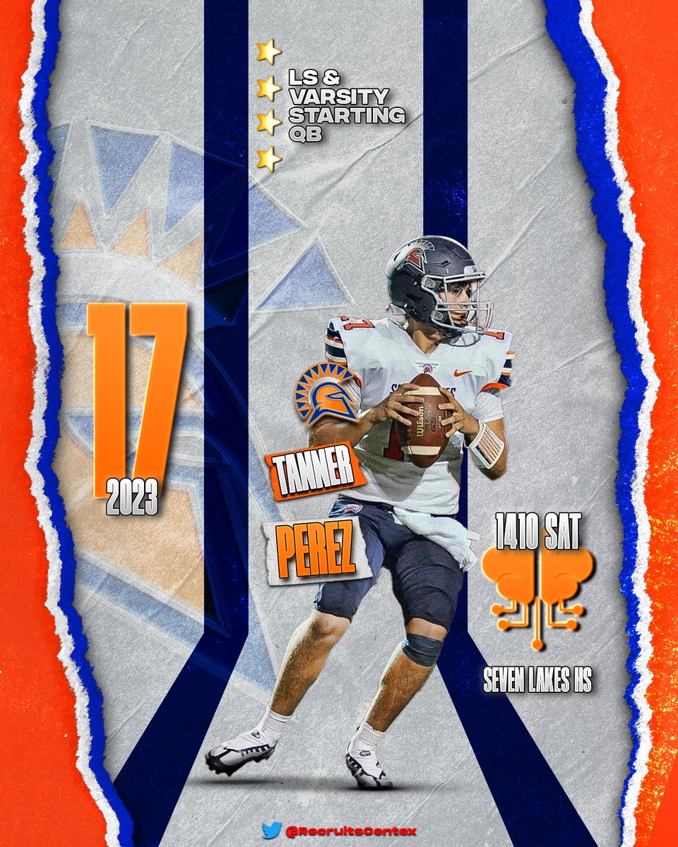 Coach Jimmy Andrews (@recruitscentex) on Twitter photo 23’ LS/QB <a href="/Tdperez1/">Tanner Perez</a> updated senior tape: hudl.com/video/3/132864…
-6’1 195lb; 1 of the top ranked LS in TX the last two years took on new challenge as 6A QB1 as senior @ a Houston 6A
-1410 SAT 🧠 🧠
-Being recruited as LS; kid can spin the 🏈 with good frame/length 23’ LS/QB <a href="/Tdperez1/">Tanner Perez</a> updated senior tape: hudl.com/video/3/132864…
-6’1 195lb; 1 of the top ranked LS in TX the last two years took on new challenge as 6A QB1 as senior @ a Houston 6A
-1410 SAT 🧠 🧠
-Being recruited as LS; kid can spin the 🏈 with good frame/length