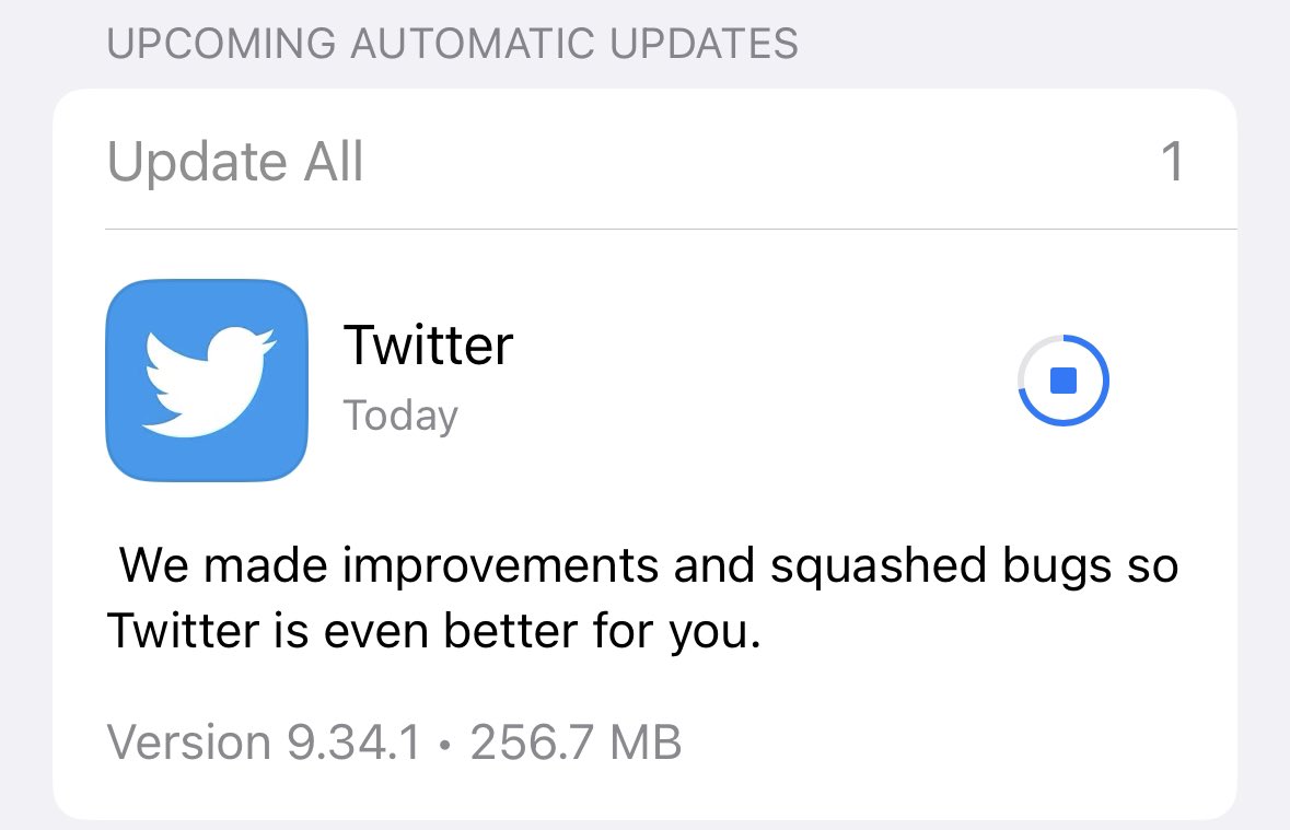 rustybrick's tweet photo. Looks like after @elonmusk did a code review of the Twitter code base, he decided to push a new Twitter app out 😀 https://t.co/jIPUd85AZi