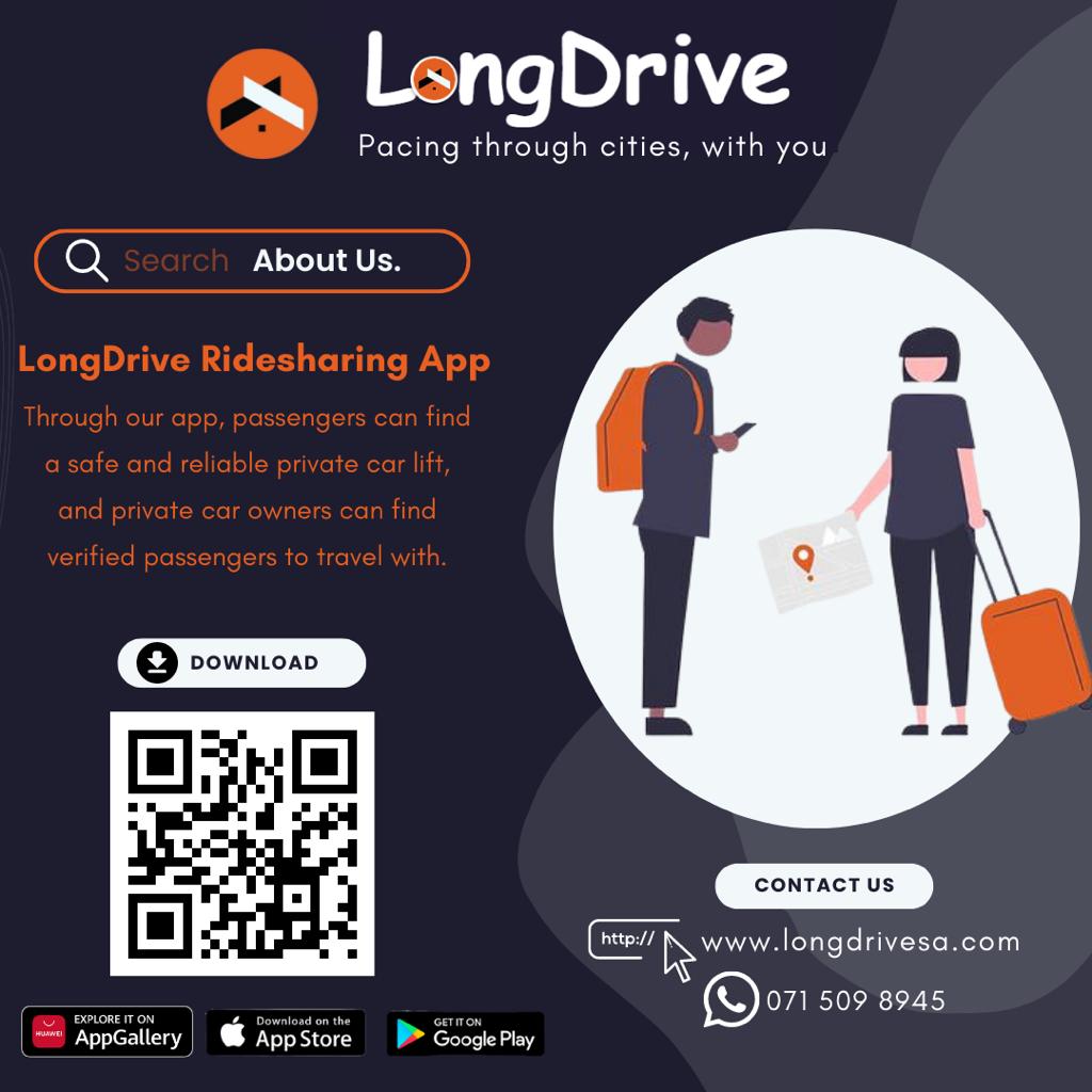 LongDriveSA's tweet photo. Are you looking for a convenient door to door transport for your long-distance trip? Look no further!
If you have a car and want to save on petrol and toll costs, LongDrive is also here for you.
#travel #rideshareapp #ridesharingapp #roadtrip #longdrive #becomingaride https://t.co/ZdcP372Q4T