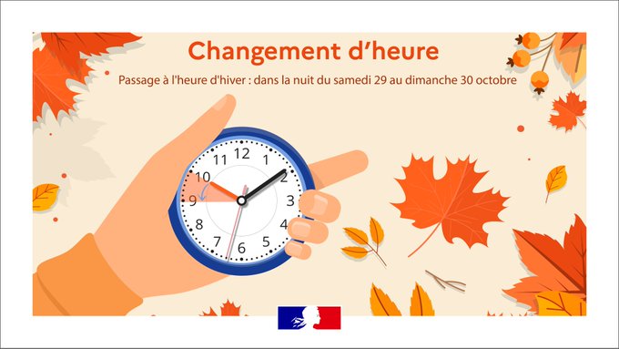Prefet80's tweet photo. #Changementdheure | Ce week-end, nous passons à l'heure d'hiver⏰dans la nuit du samedi 29 octobre au dimanche 30 octobre

✅Le changement d’heure c'est : 
- de luminosité, 
+ de danger pour les piétons🚶, cyclistes🚲et utilisateurs de trottinettes🛴

⚠Prudence sur la route ! https://t.co/Wv8Y53S8IL