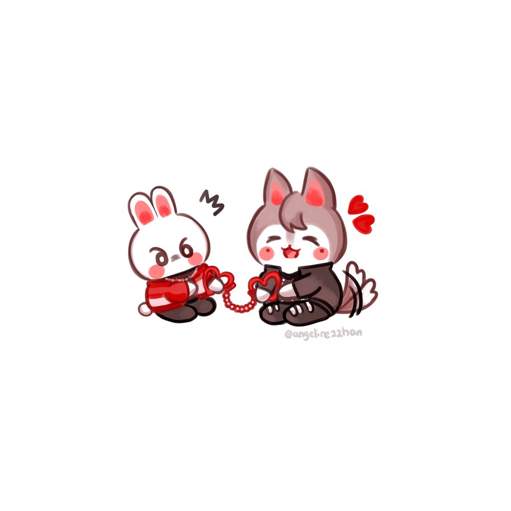 Angeline22Han's tweet photo. Since I can't draw handsome men, gotta draw them in their SKZOO ver. 🏃‍♀️ #찬밍 🐺🐰🖤❤️

#Minchantober2022
#minchan #skzoo #bangchan #leeknow  #StrayKids
#Straykidsfanart #skzfanart #skzoofanart https://t.co/NukzQ9uS0n