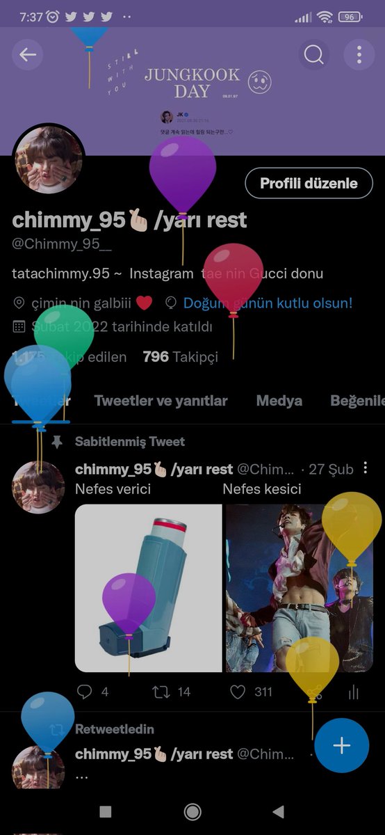 Hesabıma girip balonları patlatabilirsinizzz 🦋💜