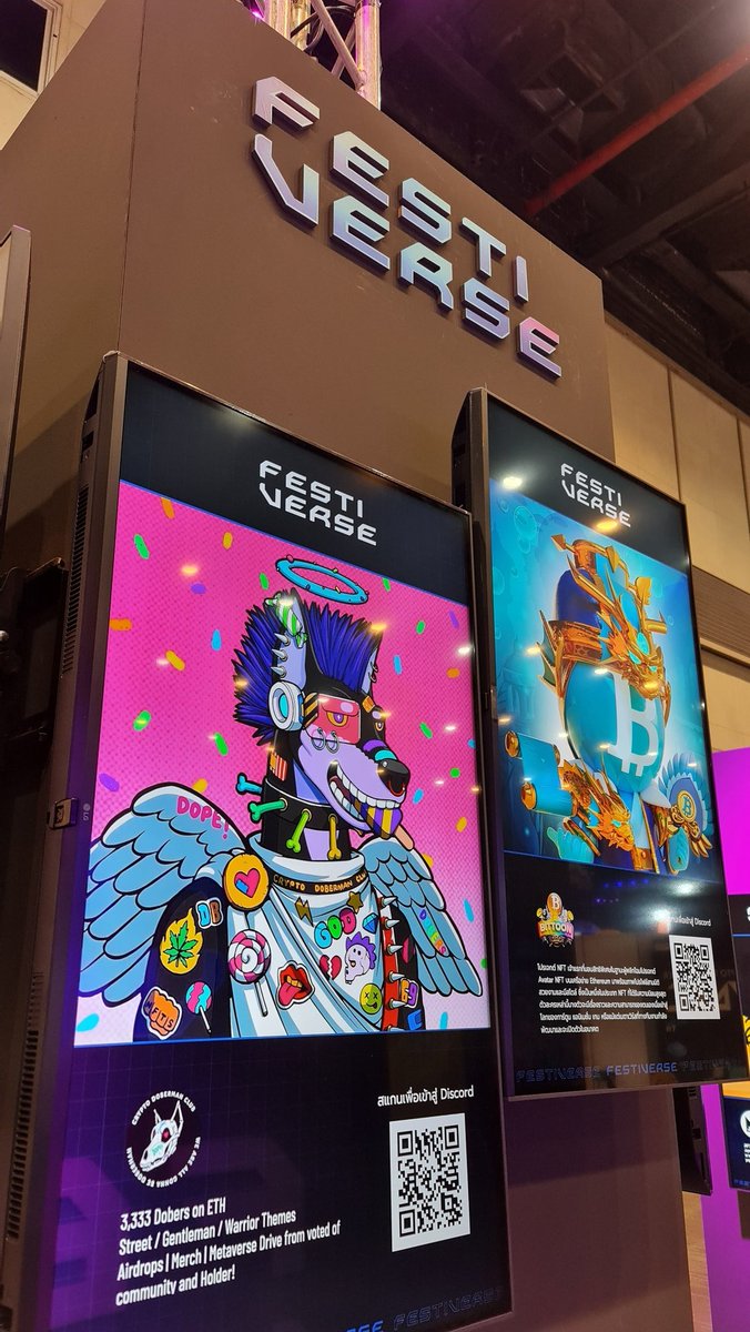 cryptodoberman's tweet photo. First day @ #Festiverse ⚡️ #ThailandComicCon2022 Creator @Redbrush_NFT talk on Mini Stage
Interview project @cryptodoberman
Thanks all for visit our booth! #NFTCommunity #NFThailand #woof #dobers 🦴 https://t.co/4o4YsyAAox