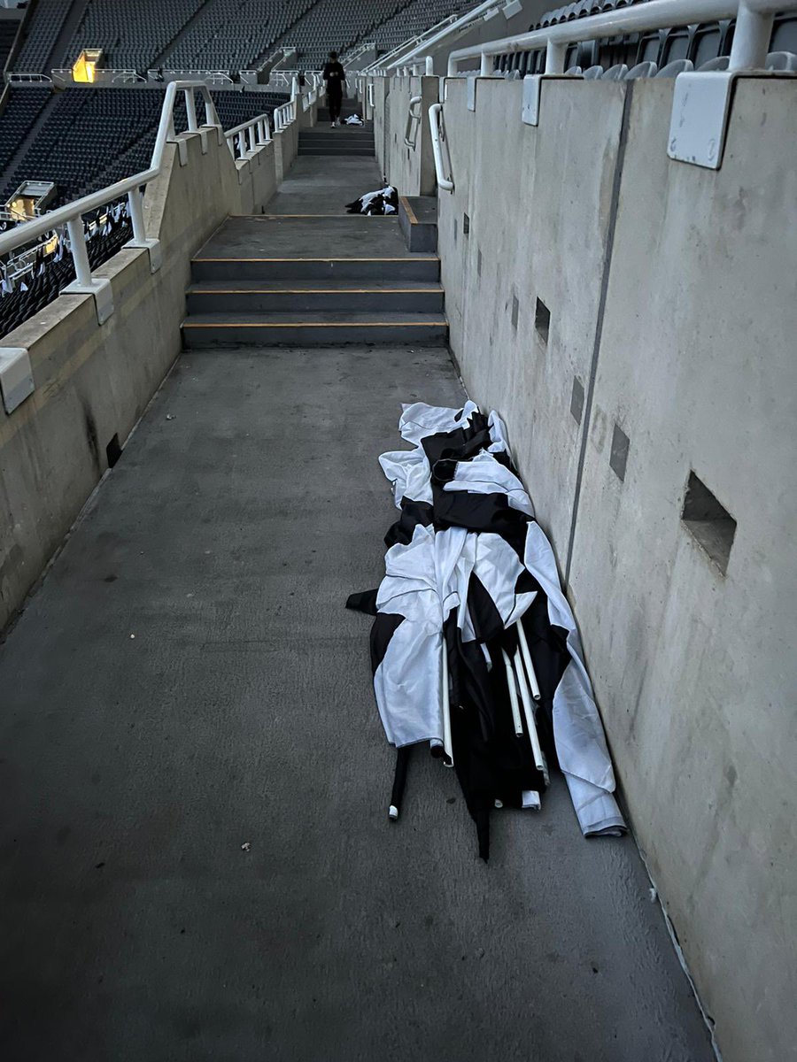 Flags for supporters in Leazes Level 4 will find them on the walkways. Feel free to grab one to use, and don’t take them home etc etc.
