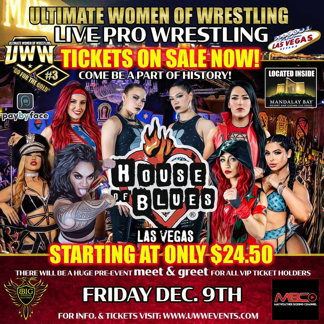 LAS VEGAS GET READY! HOUSE OF BLUES LAS VEGAS PRESENTS ULTIMATE WOMEN OF WRESTLING'S UWW #3.  TICKETS ON SALE NOW AT: houseofblues.com/lasvegas/Event…