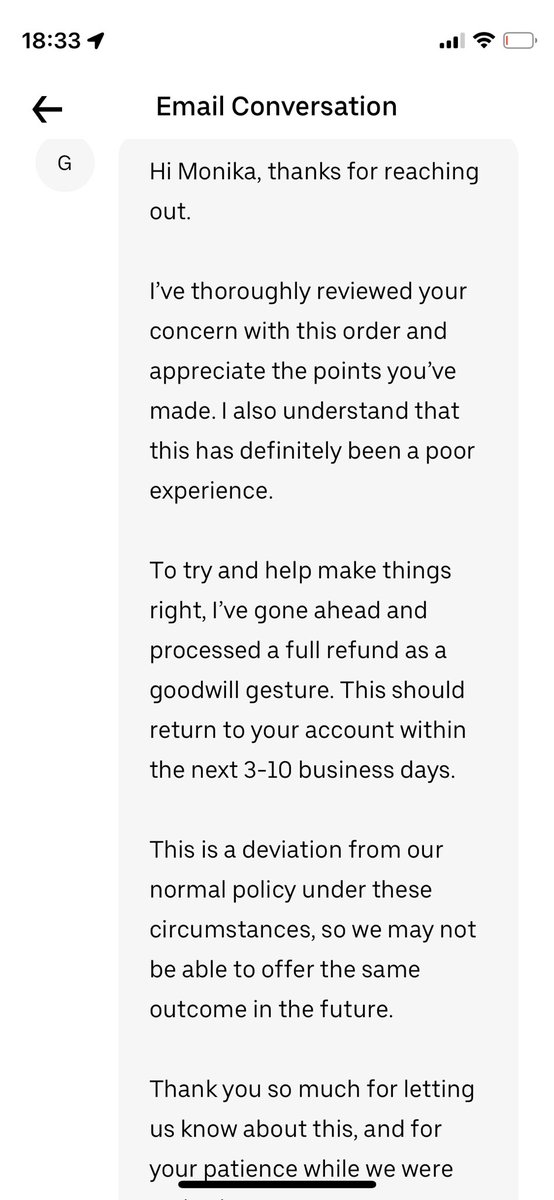 monikaa_online's tweet photo. @ubereats_uk I got my money back but this should’ve not been so hard to arrange. It’s not a goodwill gesture, you owe me this money and if you had really investigated properly you would know it! https://t.co/peemmZONZY