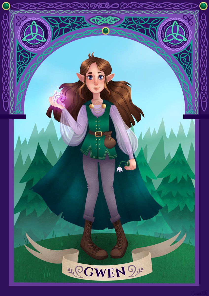 Gwen from the Runed Rituals DnD ✨ had so much fun with this commission and will post the rest of the party sooon ⚔️