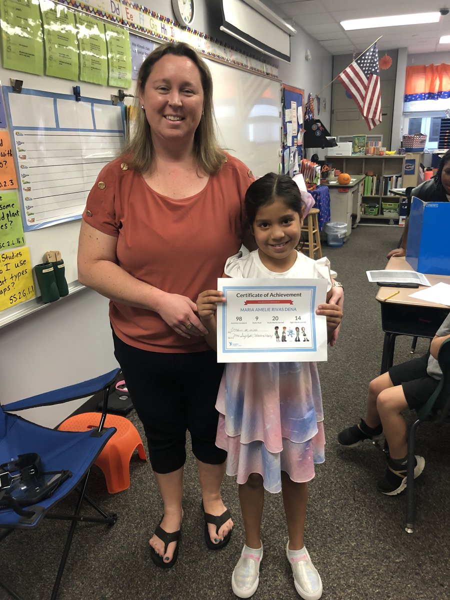 Congatulations to Maria Rivas Dena! She did her BESt and received a certificate from Imagine Learning for having a higher than average in her Usage &amp; Past Lessons in her English Learning Class.