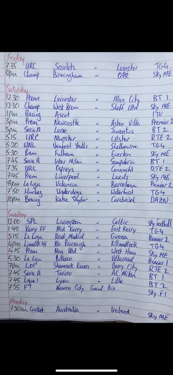 Thanks very much to all our loyal followers we have now amassed 20k followers 👏 we only started her as a bit of craic and somehow we have got this far. Heres to the next 20k thanks for all the support 🕺 weekends schedule below ⬇️ have a fantastic banker 🍺