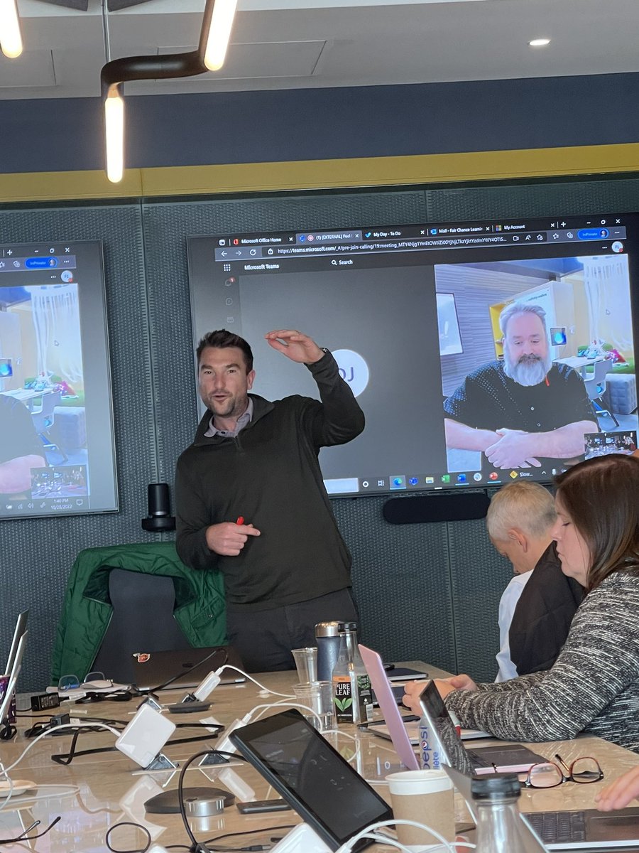 marthajez's tweet image. Talking #ElevatedExperiencesForAll that’s @DustinJez connecting with Bryce Johnson from the @IncTechLab @Microsoft @FCLEdu #JezHands