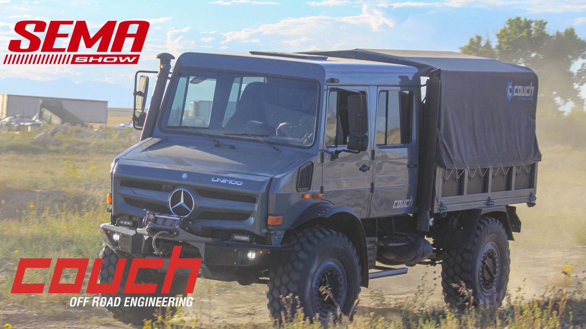 couchoffroad's tweet photo. SEMA Show 2022 is approaching! Hope to see you in Las Vegas Nov. 1-Nov. 4! 

#semashow #sema #unimog #couchoffroad https://t.co/PBINND8d12
