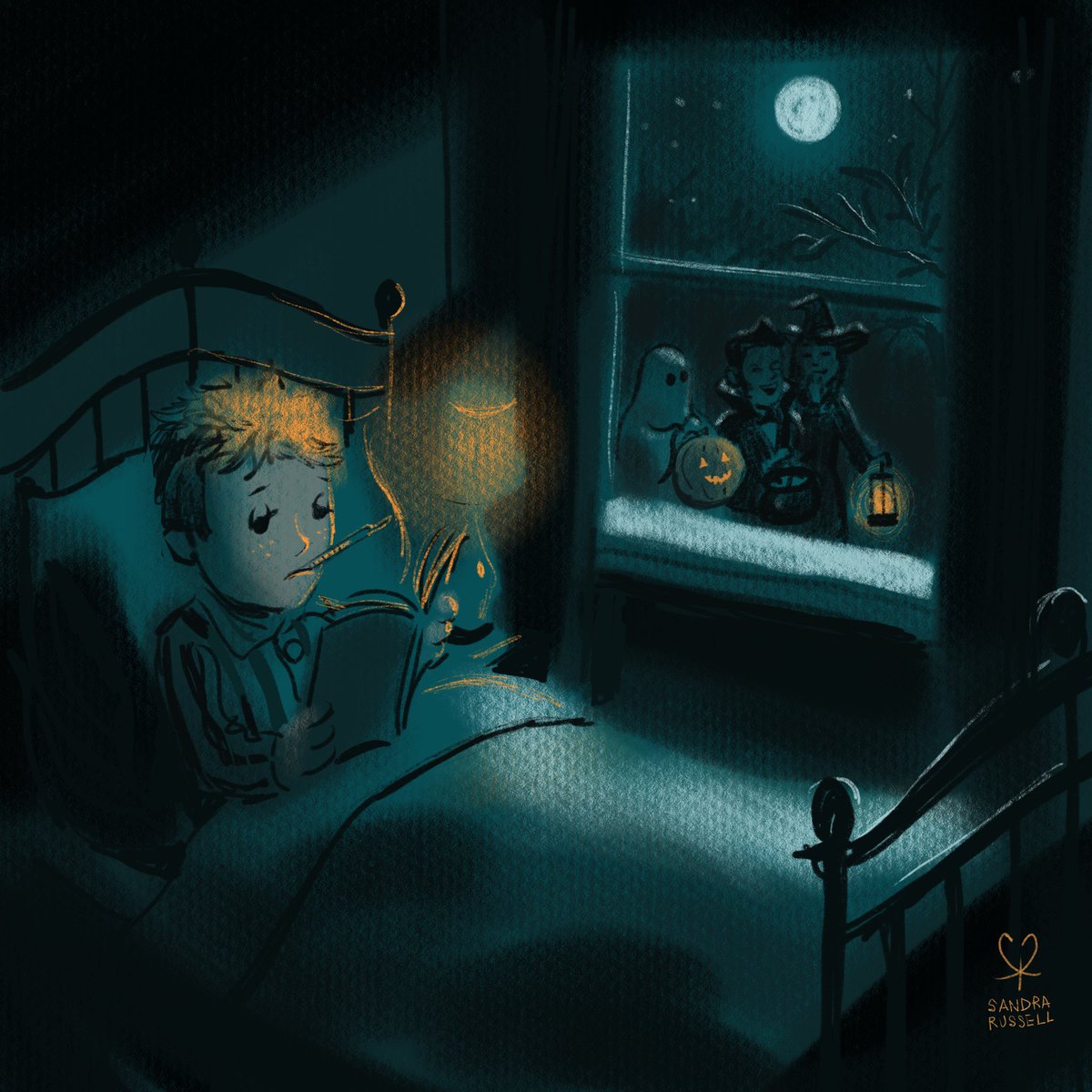 SandRussellArt's tweet photo. Feeling for those that are poorly over Halloween. Have a lovely weekend!
🤒📖🎃👻🧛🏻🧙🏻♀️🌛💚🧡
#colour_collective #MidnightGreen #DeepSaffron #Halloween #HappyHalloween #kidlitart #illustration #DigitalIllustration https://t.co/HSrcG4A898