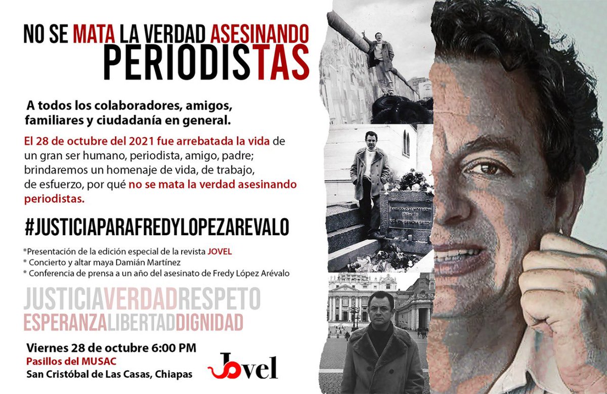 Cumple un año asesinato en #SanCristóbal #Chiapas del comunicador #FredyLópezArévalo. Su familia, en otro intento por exigir a las autoridades se esclarezca el hecho, intentan bloquear km 46 de autopista a #ChiapaDeCorzo, cancelan cuando camioneta con encapuchados se abre paso