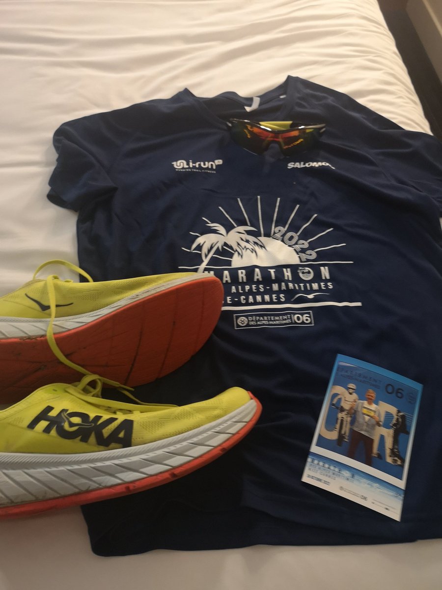 GedMBretherton's tweet photo. Just collected our tee shirts for the #Nicemarathon @Marathon_06 superstition means we can't wear them until we have completed the run on Sunday. Bonne chance! ๐ซ๐ท https://t.co/AKTWzhKa4f