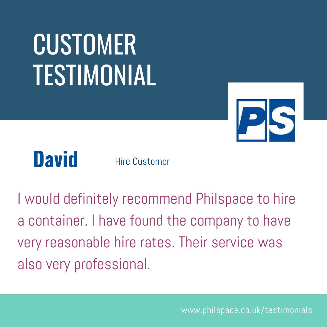 PhilspaceLtd's tweet image. 🙂 David, thank you very much for your review. We&apos;re glad you were satisfied with the #container and our service!

If you&apos;re searching for a container, feel free to call us on: 023 8022 3333 or email: enquiries@philspace.co.uk.

#ContainerUnit #CustomerReview