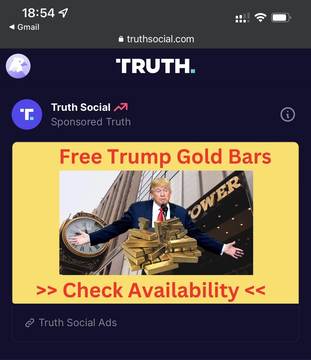 personalvoid's tweet image. Real #adv running on #TruthSocial. What an echo chamber that one is.