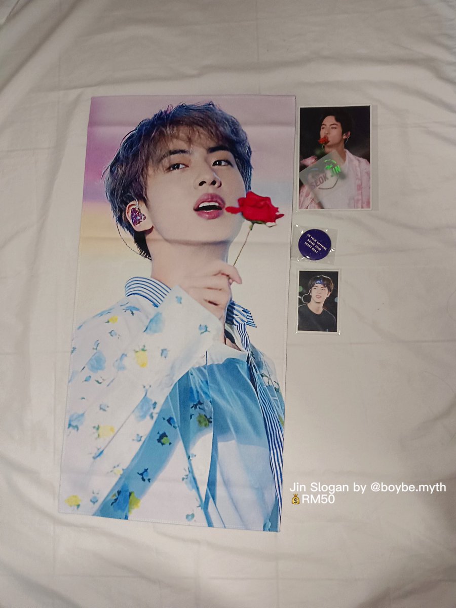 WTS🇲🇾OFFICIAL BTS MERCH/JIN SLOGAN

all exc postage
can nego
dm for more details

help rt tysm🙏🏻
#pasarbts #pasarbtsmy #pasarkpop