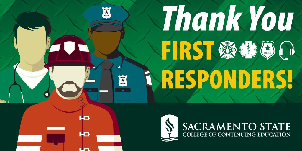 sacstatePHE's tweet photo. Itβs #NationalFirstRespondersDay! @sacstatephe and @sacstatecce would like to thank you for serving and protecting our communities. If you see or know a first responder today, thank them for their courage, sacrifice and commitment!
.
.
.
#EMT #Paramedic #Firefighter #911operators https://t.co/jsuPl6tIQy