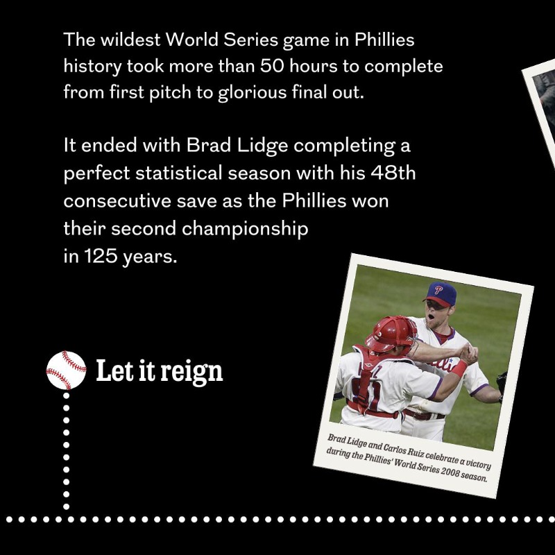PhillyInquirer's tweet photo. This will be the Phillies’ eighth World Series appearance.

Swipe ➡️ for some highlights from the team's runs in the Fall Classic through the years. ⚾️