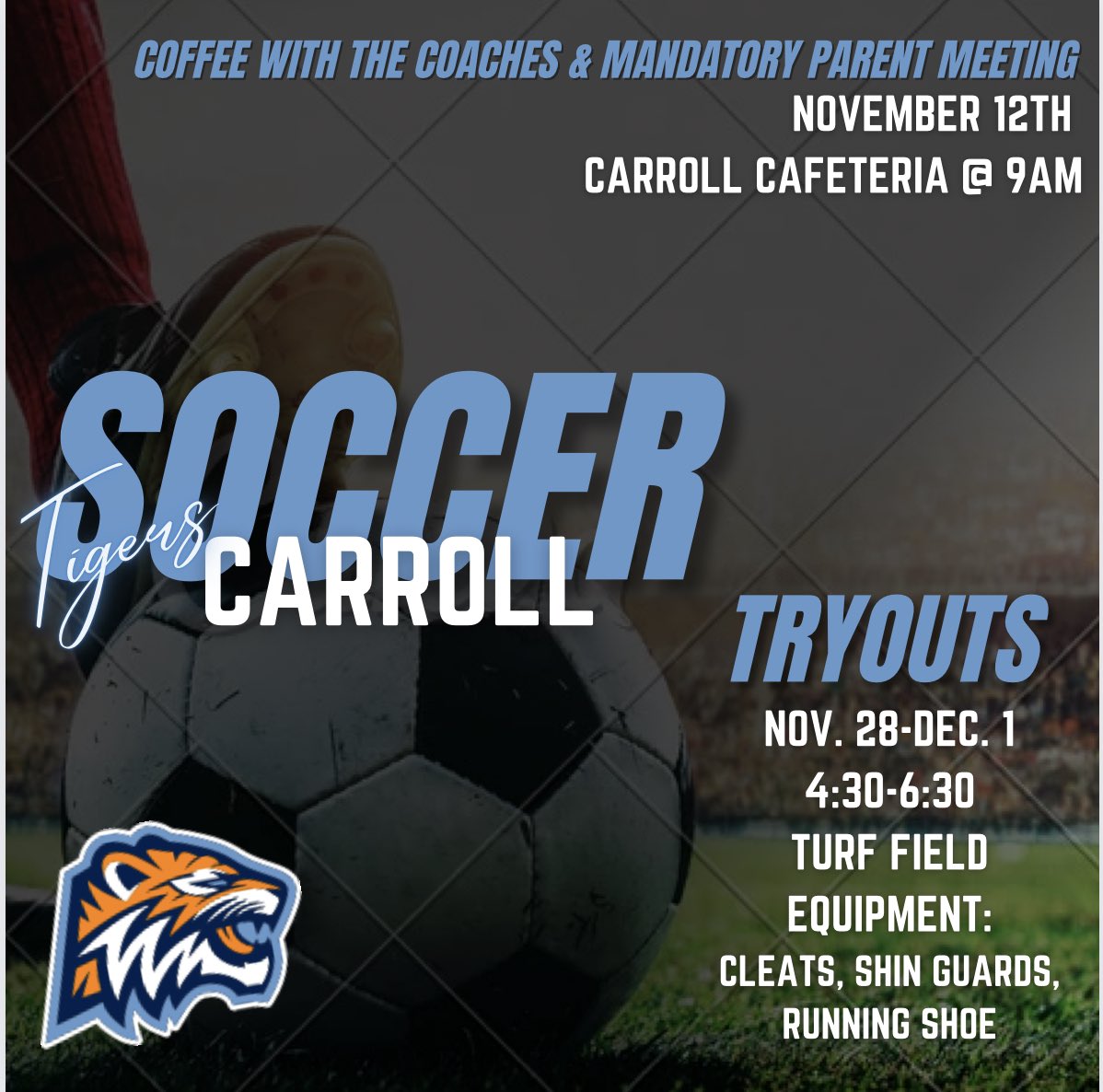 About that TIME #soccer #tigerpride #feartheroar #TigerPrideNeverDies #carrollsoccer