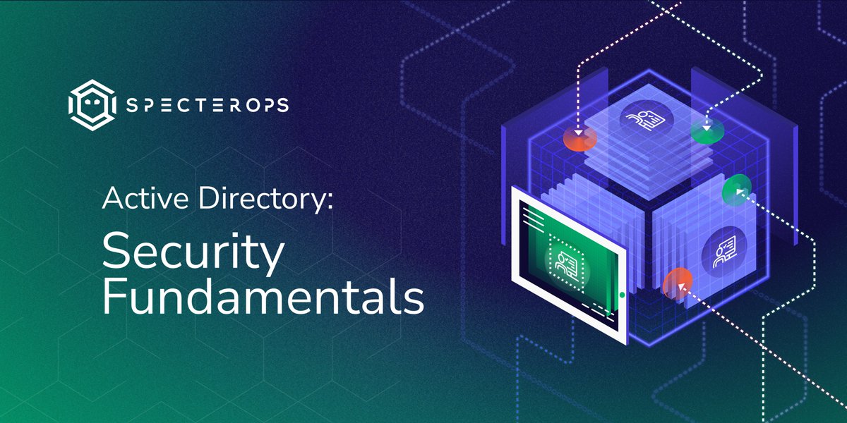 SpecterOps's tweet photo. Happy Friday! We're excited to announce our next course offering, Active Directory: Security Fundamentals! Be on the lookout for it in Q2 2023, and hear updates first by signing up for our training mailing list on the course page  https://t.co/SZBEdxfN8c https://t.co/WwH8pU3ctL