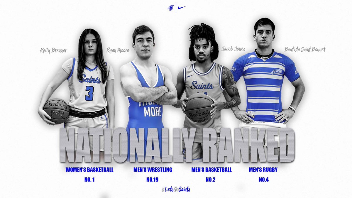tmusaints's tweet photo. The Saints have 4 nationally ranked teams right now!

Women's Basketball #1 in the NAIA Preseason Coaches' Poll

Men's Wrestling #19 in the NAIA Preseason Coaches' Poll

Men's Basketball #2 in the NAIA Preseason Coaches' Poll

Rugby #4 in the NCR DI Coaches' Poll

#LetsGoSaints https://t.co/fC7jleIoqP
