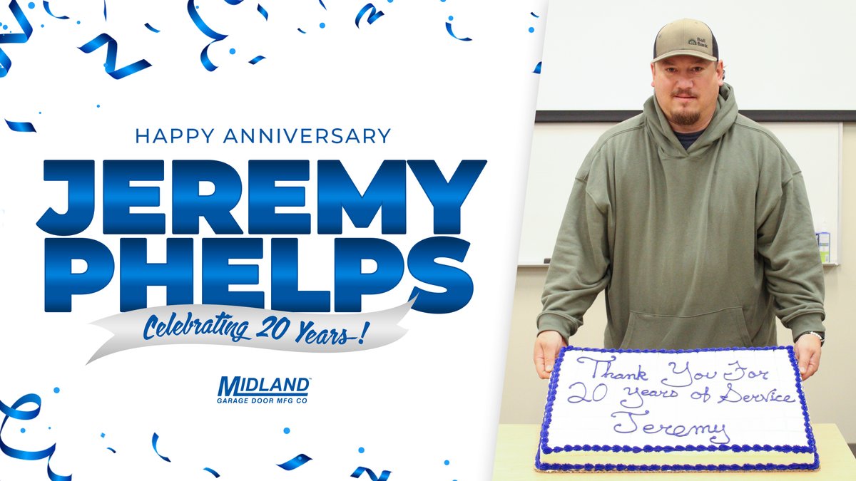 Congrats to Jeremy for 20 years! Jeremy started working on the production line and over the years has worked and supervised many departments. Jeremy is a driven team leader, and we are proud to have such a quality individual on our team! #WorkAnniversary #MidlandBuilt #TeamLeader