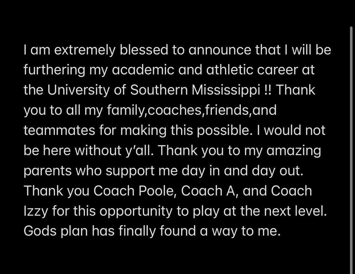 Bella Ramon (@bellaramon20) on Twitter photo I am extremely blessed to announce that I am furthering my academic and athletic career at the University of Southern Mississippi! Thank you to all my family, coaches, friends, and teammates for making this possible. To the 🔝! 💛🖤 #SMTTT <a href="/SouthernMissSB/">Southern Miss Softball</a> @HSPremier16uHTX I am extremely blessed to announce that I am furthering my academic and athletic career at the University of Southern Mississippi! Thank you to all my family, coaches, friends, and teammates for making this possible. To the 🔝! 💛🖤 #SMTTT <a href="/SouthernMissSB/">Southern Miss Softball</a> @HSPremier16uHTX