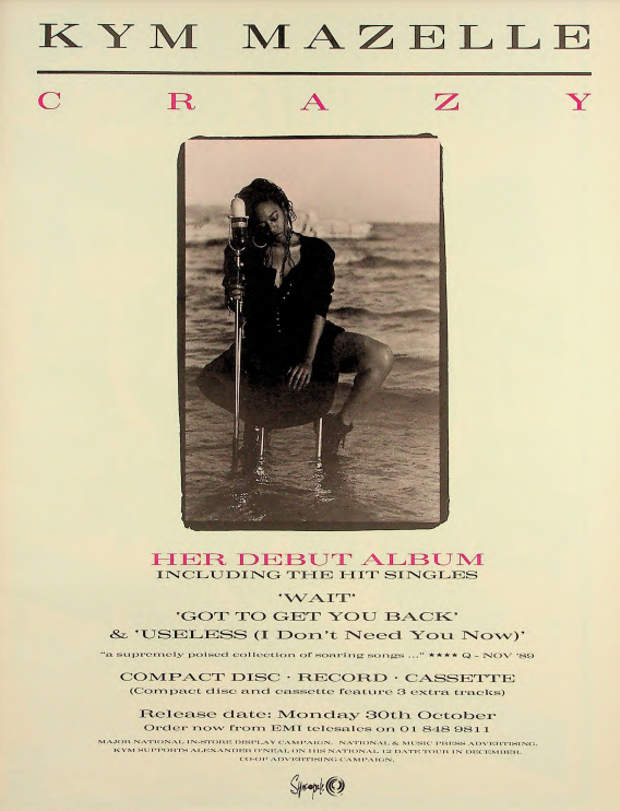 myfizzypop's tweet photo. 33 yrs ago, #onthisdayinpop in 1989, this gorgeous ad appeared in #MusicWeek heralding the arrival of @KymMazelle's debut album. #Crazy was such a great collection of songs - particular faves include the singles #Wait and #GotToGetYouBack. What were your favourite tracks? https://t.co/NuE4rpOJJx