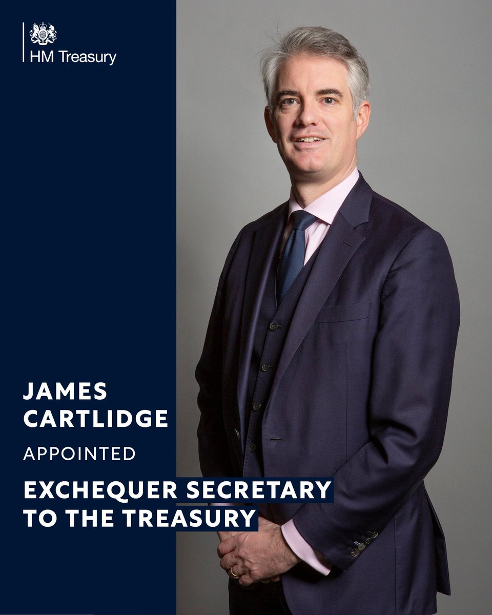 jcartlidgemp's tweet photo. Honoured to have been appointed Exchequer Secretary to the Treasury &amp; looking forward to joining @Jeremy_Hunt &amp; the @hmtreasury team. https://t.co/cVK2XKpGnT