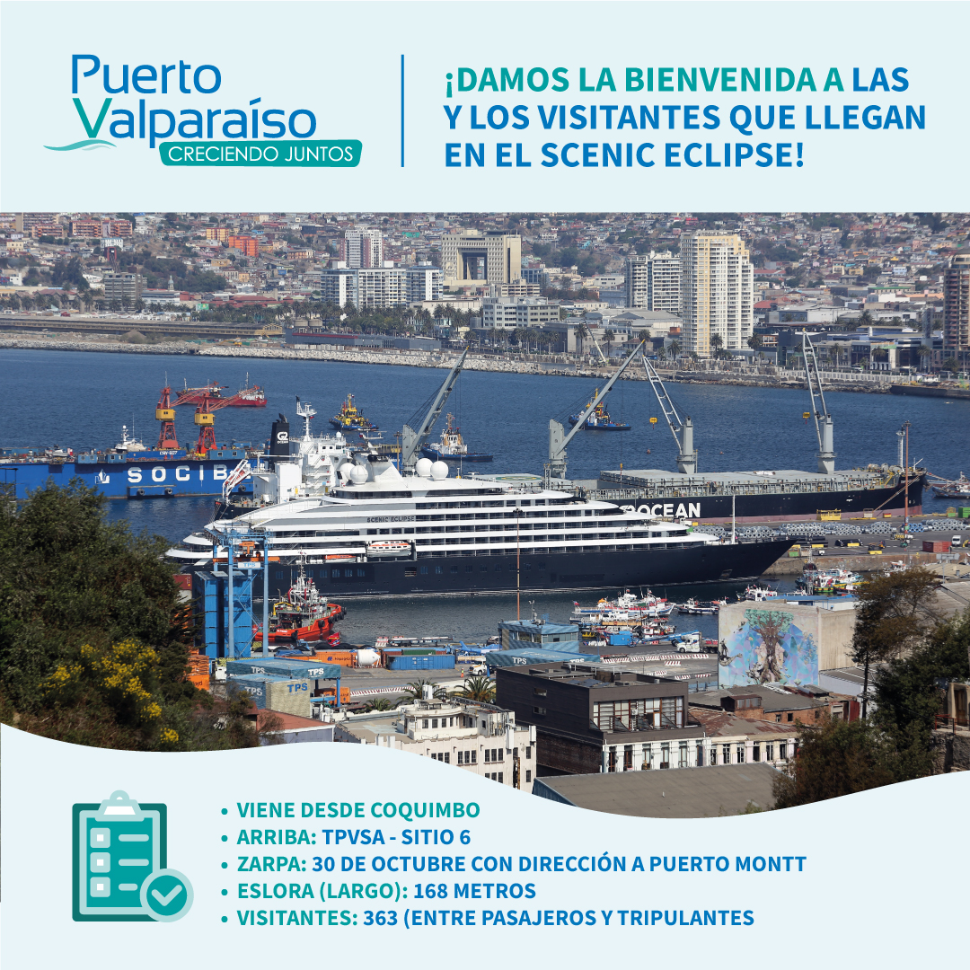 PortValparaiso's tweet photo. ¡Bienvenido Scenic Eclipse! https://t.co/WEvg8Wn0xH