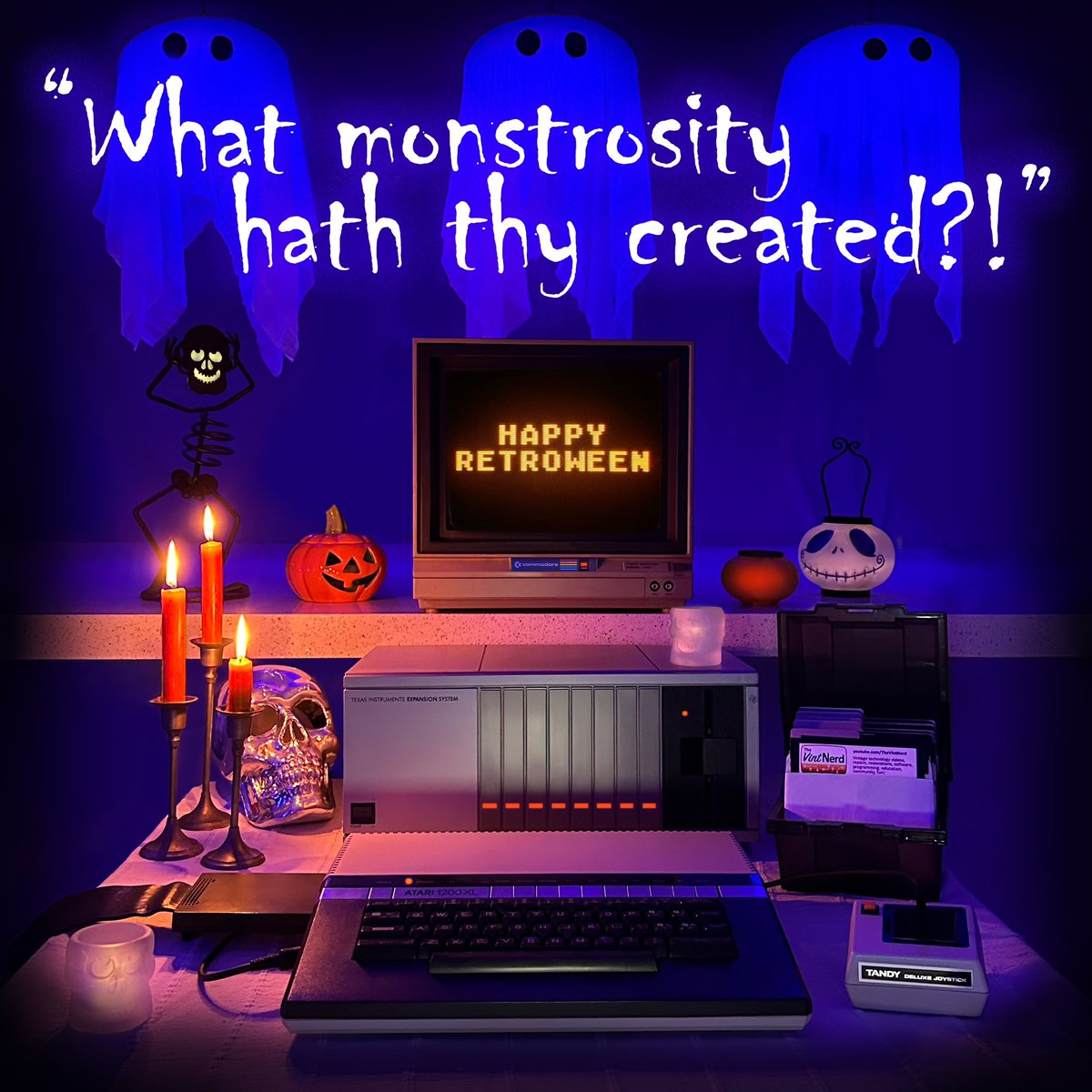thevintnerd's tweet photo. It's Alive! 🎃👻💀
#Retroween #Halloween #RetroHalloween #FrankensteinsMonster #Atari #Atari8Bit #Atari1200XL #TI99 #TIPEB #TandyCoCo #Commodore #VintageComputing #RetroComputers #RetroGaming #TheVintNerd https://t.co/49KtxoLPk8