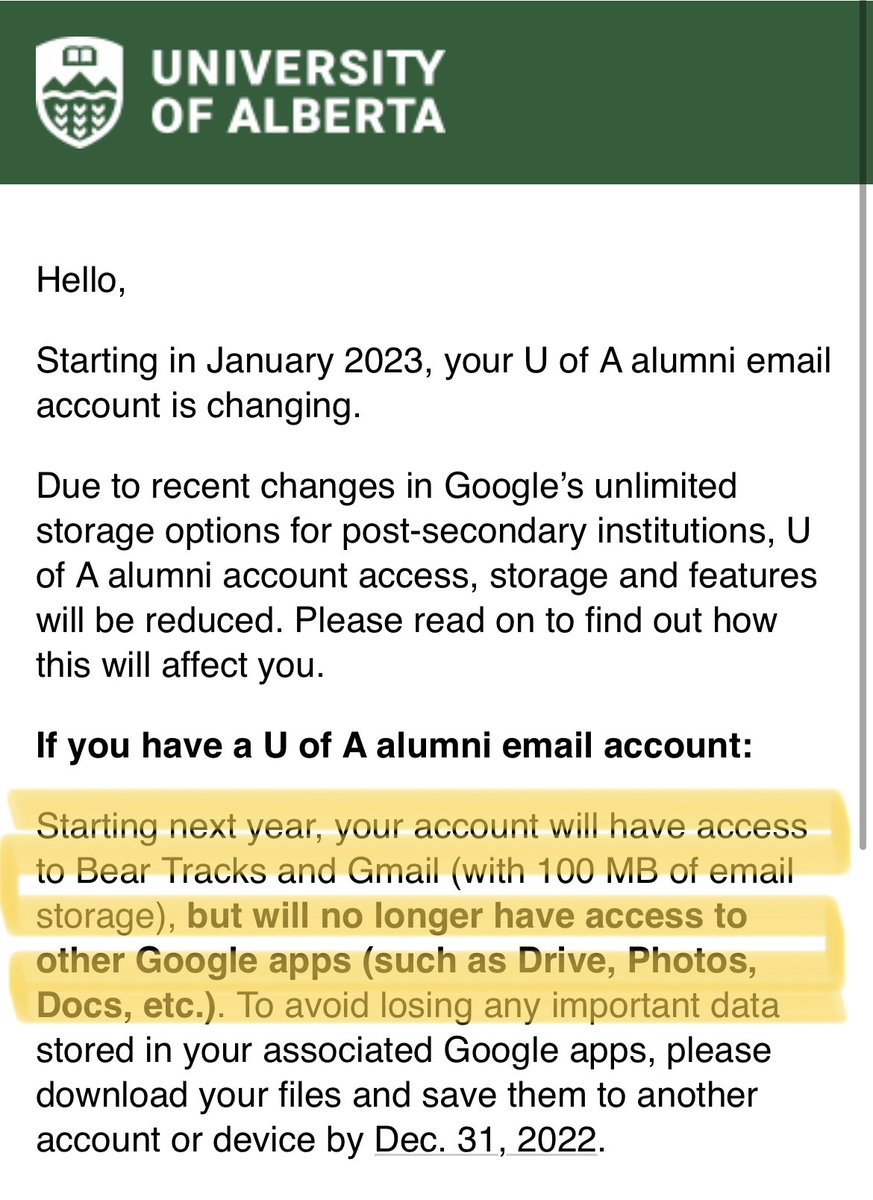 jasaby's tweet photo. @ualberta @google @gmail please tell me there is a seamless way to transfer everything over please and thank you. https://t.co/s2puC7gTt0
