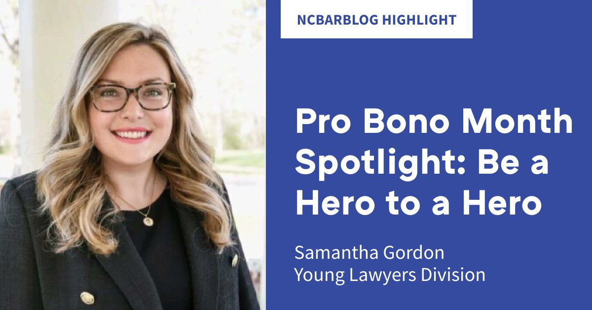 NCBA member Samantha Gordon encourages fellow attorneys to volunteer through Wills for Heroes. No superpowers are required – just a law license and gratitude for heroes in their communities. ❤️ Learn more on the #NCBarBlog: buff.ly/3DBFqA6.