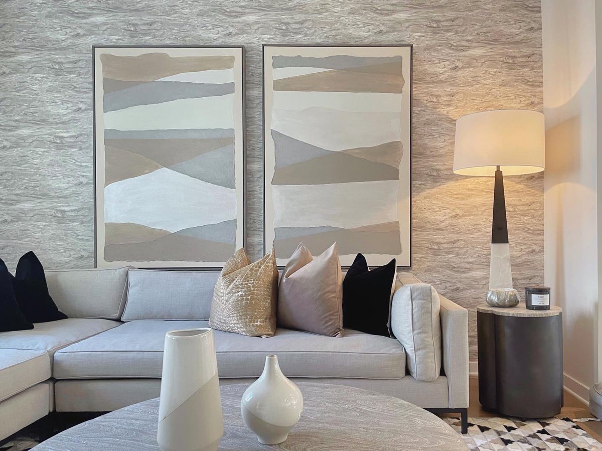 I’ll be rolling out quite a few reveals soon but wanted to show you guys how I used pieces from my art collection in one of my latest projects. These go by the name “Constraint”  #InteriorDesign #FamilyRoomIdeas #BeforeAndAfter