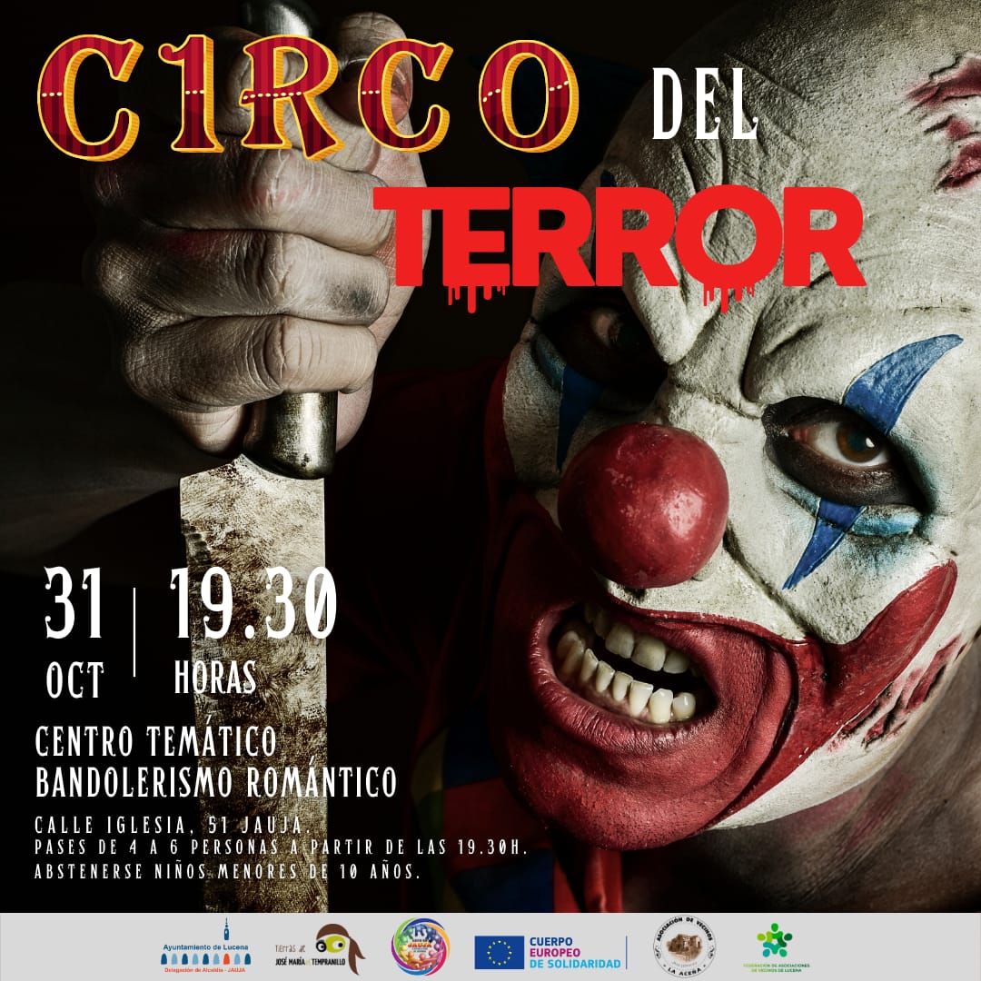 Jaujayto's tweet photo. Vuelve el miedo 😱 al Centro Temático del Bandolerismo Romántico 🏛️ un año más con una nueva edición del Pasaje del Terror ☠️🎪🤡 

Te esperamos ‼️ https://t.co/5uQZeEtled