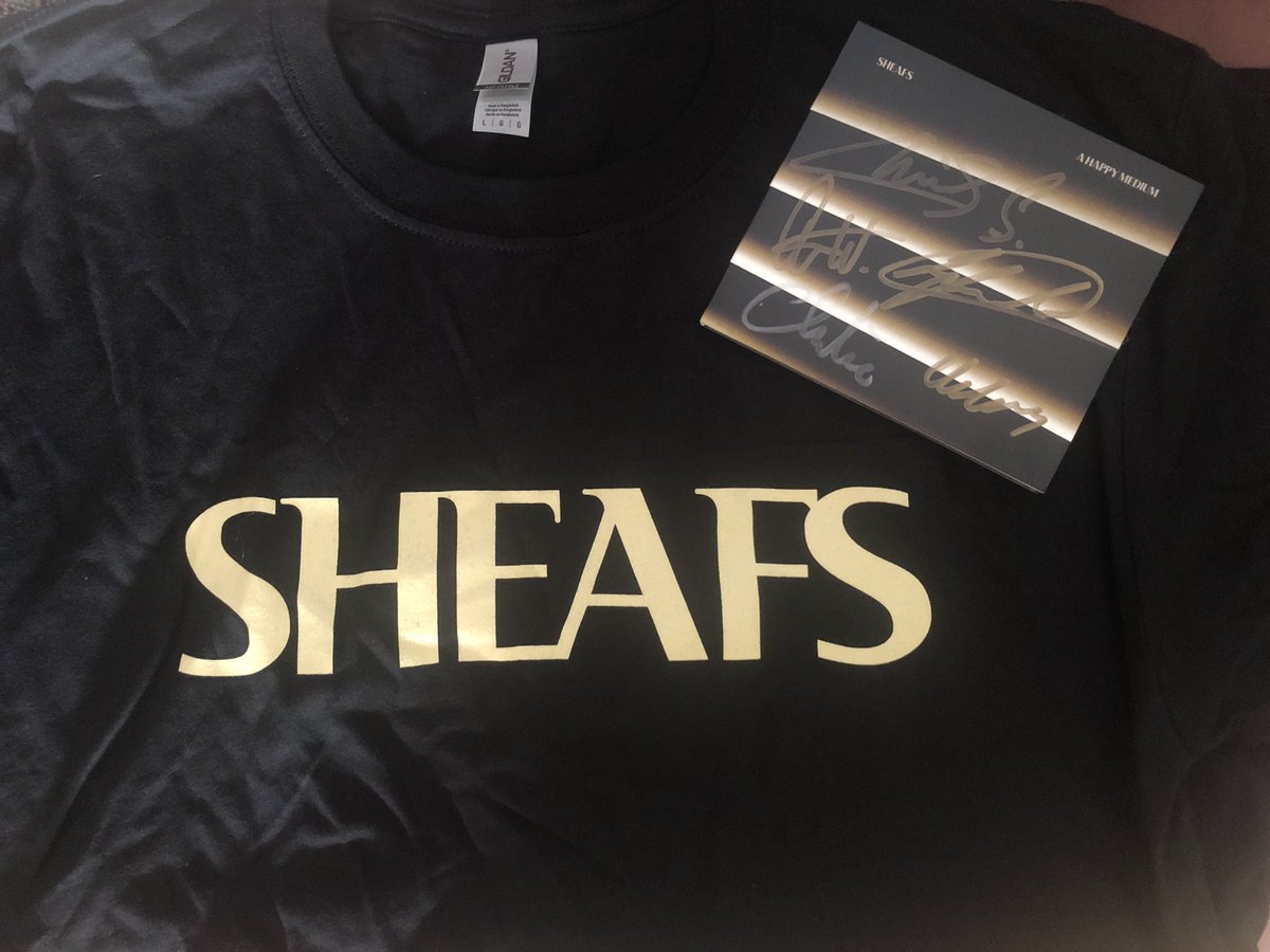 Merchandise bought at last night’s <a href="/sheafsband/">SHEAFS</a> gig. I have a ticket to <a href="/BBC6Music/">BBC Radio 6 Music</a> #bandtshirtday next Friday for <a href="/steve_lamacq/">Steve Lamacq</a> afternoon session and I’ll be wearing the t shirt for that. I’ll probably buy an LP on Monday too guys!!