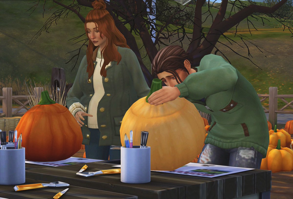 SimsLanna's tweet photo. My sims enjoying their halloween day at the pumpkin patch. https://t.co/cWteQodEGr