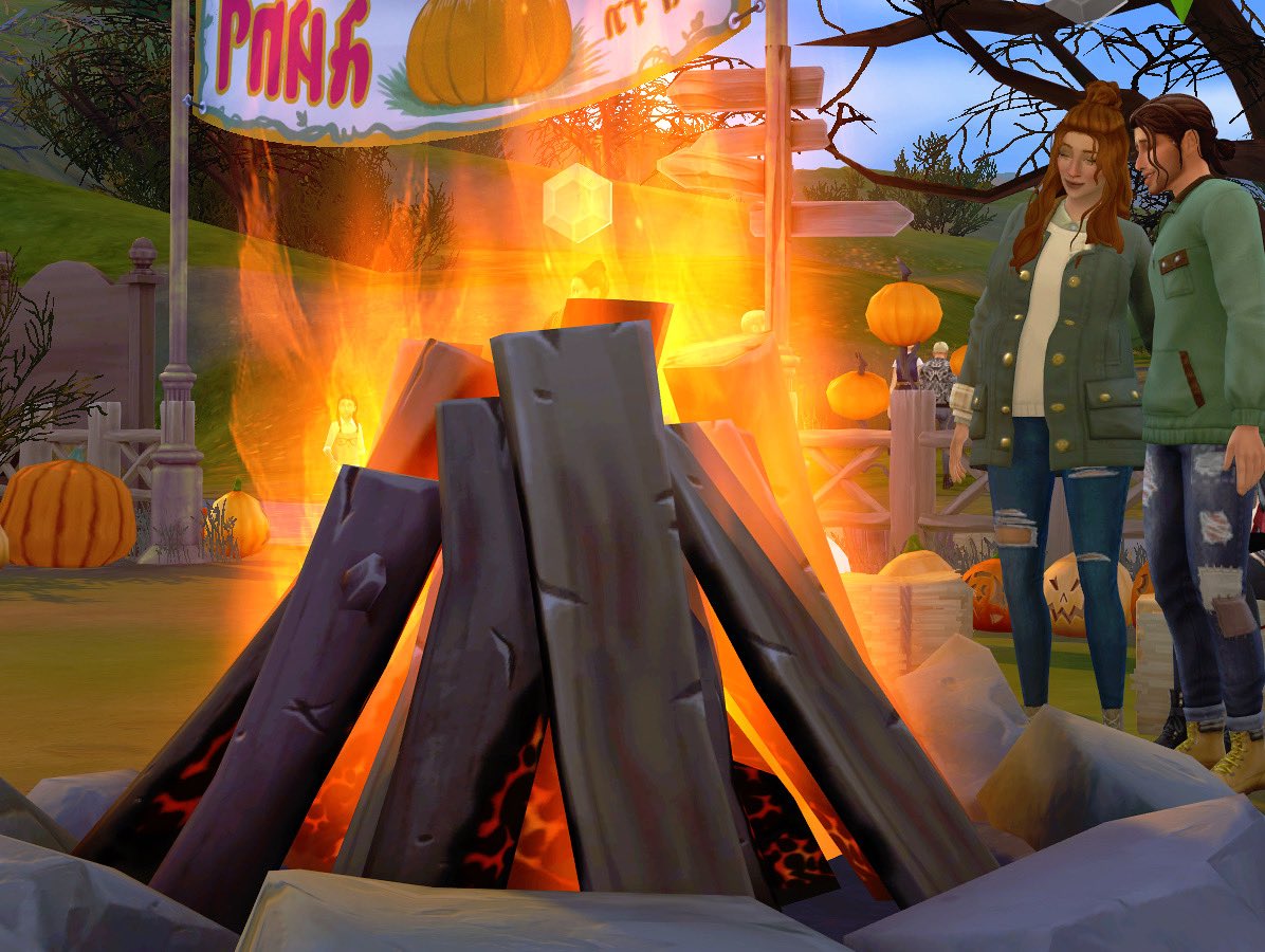 SimsLanna's tweet photo. My sims enjoying their halloween day at the pumpkin patch. https://t.co/cWteQodEGr