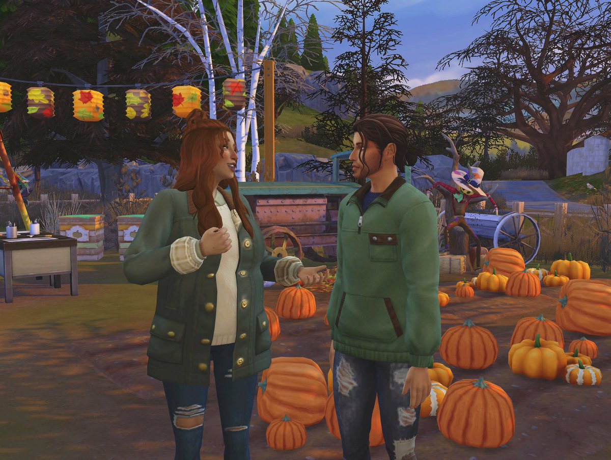 SimsLanna's tweet photo. My sims enjoying their halloween day at the pumpkin patch. https://t.co/cWteQodEGr