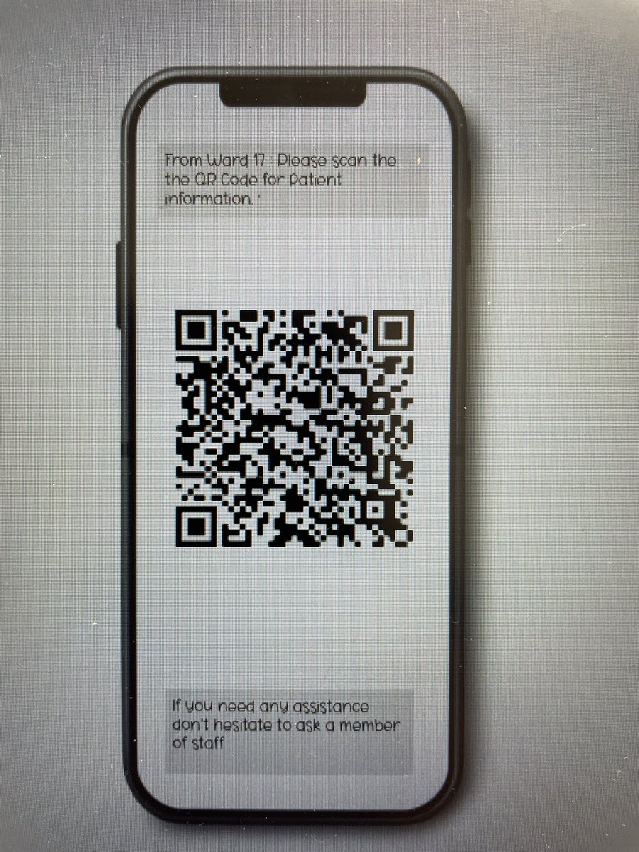 Excited to see this! A new QR code for patient information for ward 17. This will help improve communication,is paperlite and pretty cool! Thanks @leonardogilp7 @GregEdinburgh for their help getting it organised!! @ClinPsychDavidC @louisecmowatt @sharon_sansome @WLMentalHealth