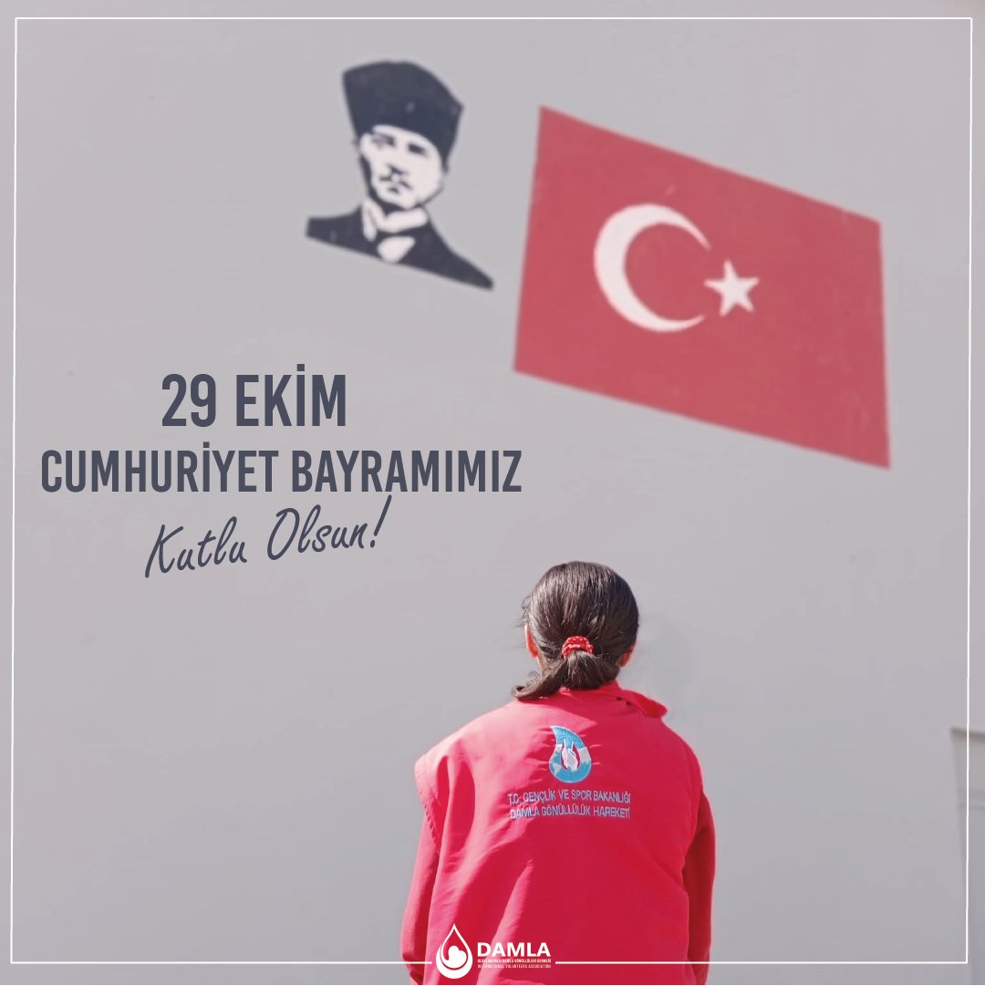 DamlaVolunteers's tweet photo. Cumhuriyetimizin 99. Yılı Kutlu Olsun!

Başta Gazi Mustafa Kemal Atatürk olmak üzere #Cumhuriyet'i milletimize hediye eden ecdadımızı minnetle anıyoruz.

#DamlaGönüllülükHareketi https://t.co/Gz6HE2BJqg
