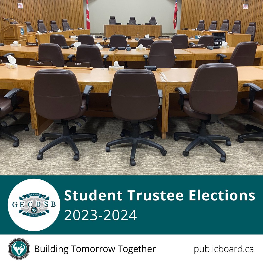 Do you want to be the next GECDSB Student Trustee? The Expression of Interest for the position of Student Trustee for the 2023-24 school year is now open! Learn more and complete the form here: bit.ly/3gUT2h3