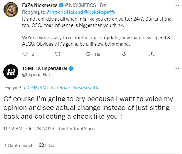 JakeSucky's tweet photo. Nickmercs and ImperialHal with just the beef we needed before ALGS

genius really https://t.co/pyksT36UP0